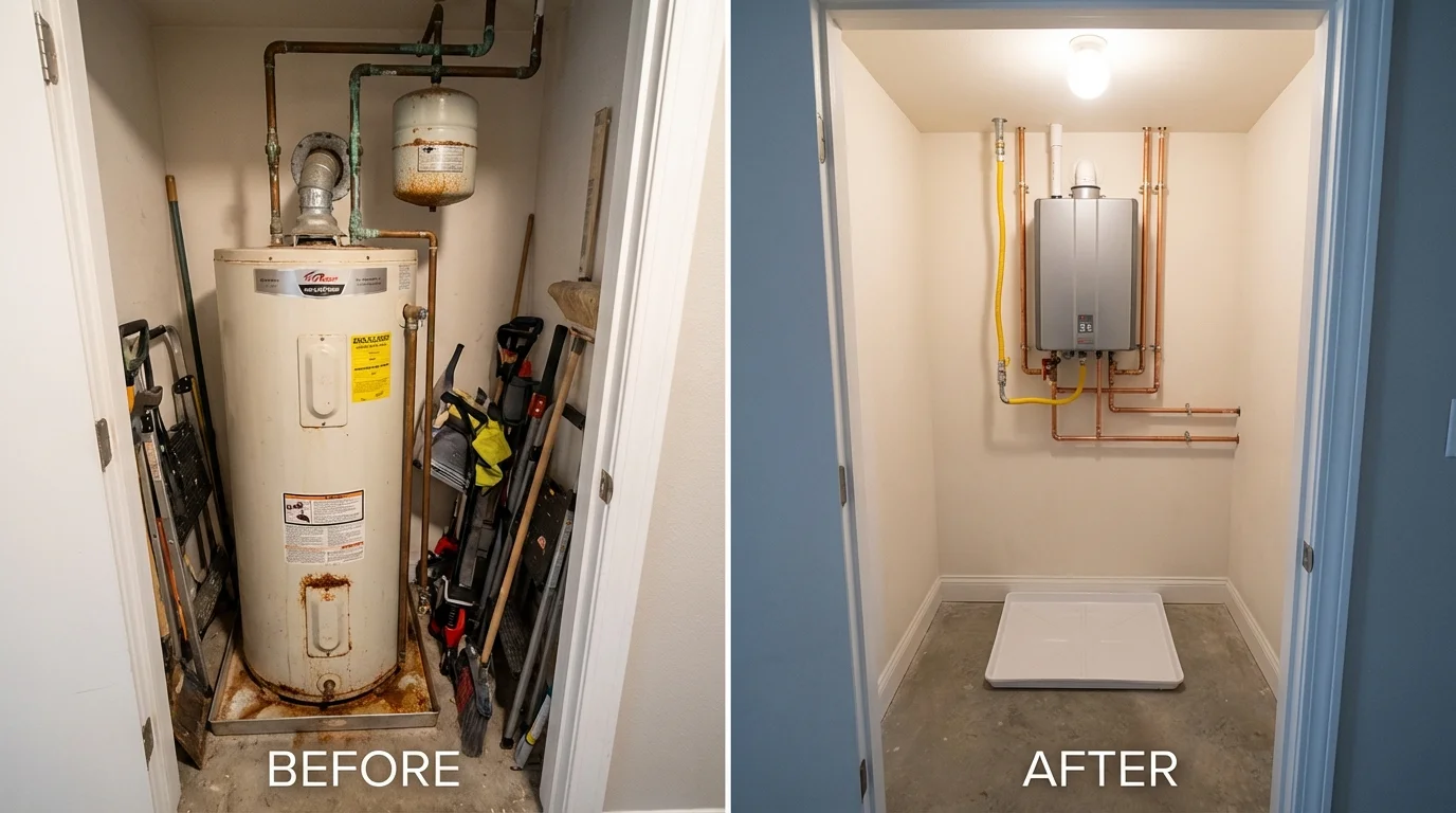Tank water heater versus wall-mounted tankless unit comparison for Ansonia, OH homeowners
